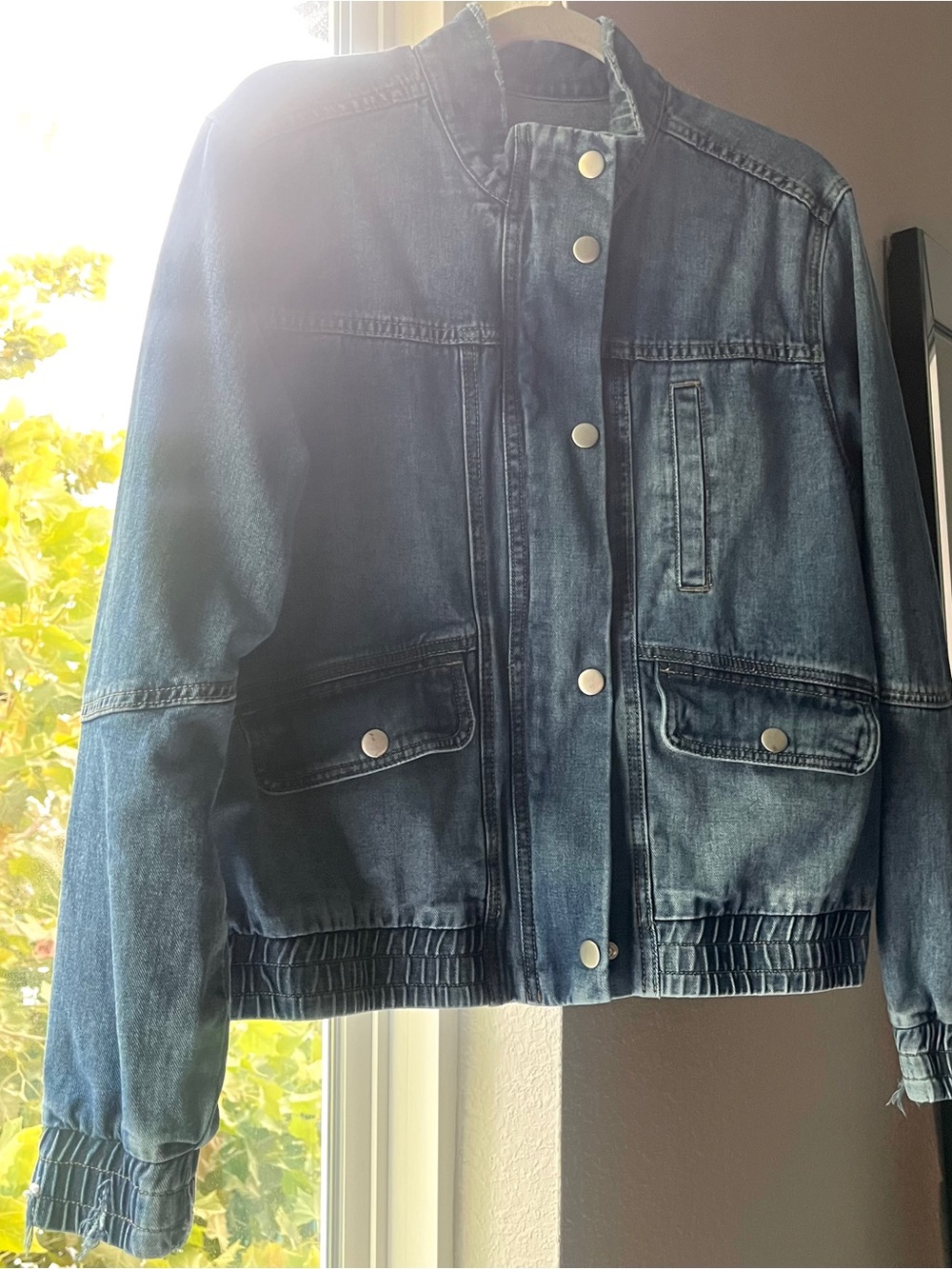oversized boyfriend denim army bomber jacket - Picture 6 of 8
